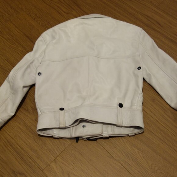 The Arrivals Cropped White leather Vader Biker Jacket XS - Picture 3 of 13